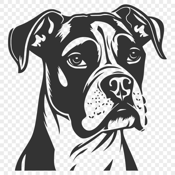 A detailed digital illustration of a Boxer dog's head.