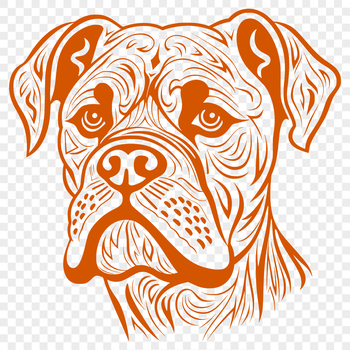 An SVG vector art image featuring a stylized representation of a Boxer animal.