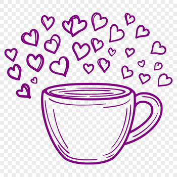 A heart-adorned cup design for various uses including digital art and crafts.
