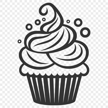 Illustrative vector design of a single cupcake on a white background.