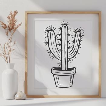 A vector graphic representation of a desert plant with a distinctive shape and intricate details.