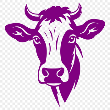 A detailed illustration of a cow's head, suitable for digital design and crafting.