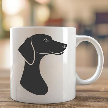 A high-quality vector illustration of a Weimaraner breed dog in a detailed design.