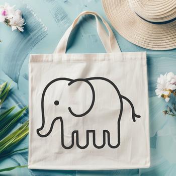An animal silhouette of an elephant depicted in vector design format.