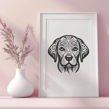 A detailed illustration of a Labrador Retriever's head, suitable for vector graphics.