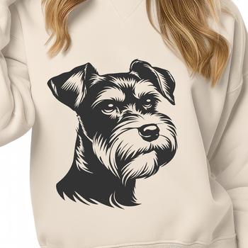 A detailed illustration of a Miniature Schnauzer's head, suitable for various design projects.