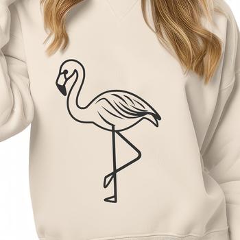 A colorful illustration of a full-body flamingo bird with distinctive features.