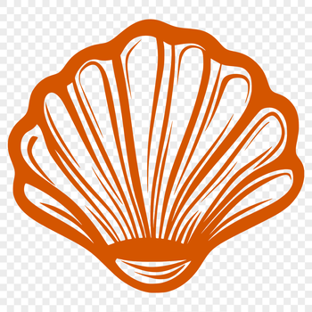 A stylized illustration of a seashell found on the seaside during a beach vacation.