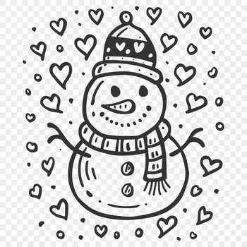 A cartoon snowman made with festive love hearts during the Christmas season.