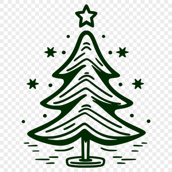 A stylized Christmas tree in a minimalist design.