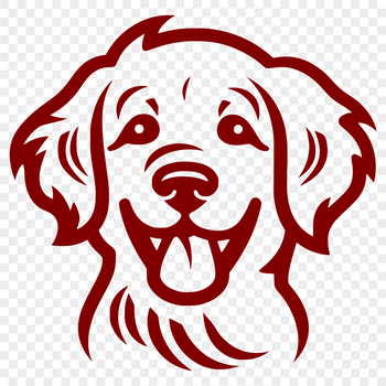 A simple line drawing of a golden retriever dog's head in vector format.