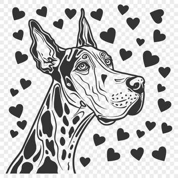 A large breed dog with a distinctive head shape and floppy ears, designed as vector art for various creative projects.