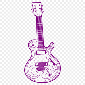 A detailed illustration of a guitar with intricate design elements.