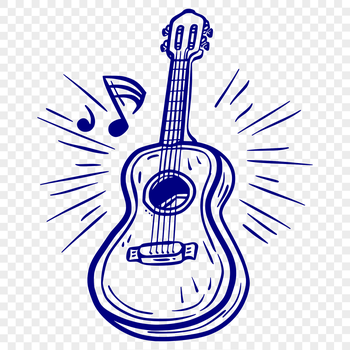 A detailed illustration of a guitar with precise lines and shapes, ideal for vector art design.