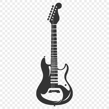 A detailed illustration of a guitar with intricate designs, suitable for vector editing and printing.
