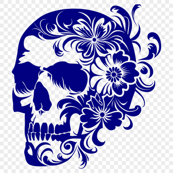 Decorative Skull Illustration with Floral Patterns