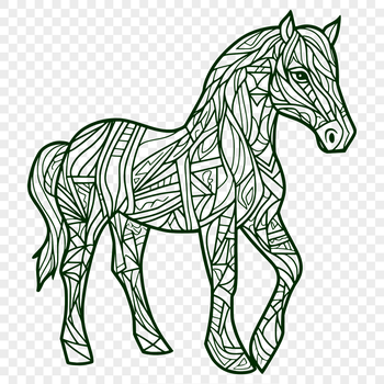 An illustration of a horse's full body in vector design.