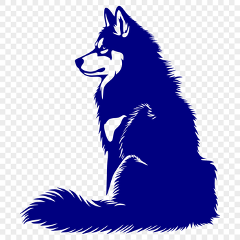A detailed vector illustration of a husky dog sitting on its haunches.