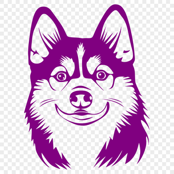 A close-up illustration of a husky's head, featuring a detailed vector design suitable for various applications.
