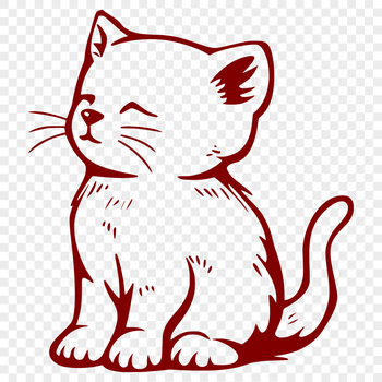 A full-body illustration of a cute kitten sitting on its haunches.