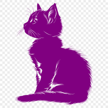 A sitting kitten with full body visible, depicted as a simple line art illustration.