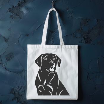 A vector illustration of a friendly Labrador Retriever breed dog with a calm expression.
