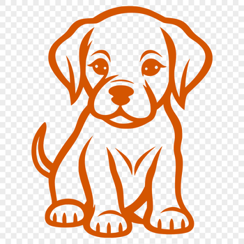 A simple illustration of a sitting Labrador Retriever dog from head to paw.
