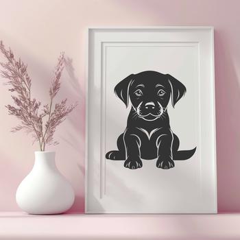 Close-up-free vector art of a happy Labrador Retriever in a sitting position.