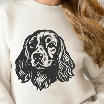 A high-quality illustration of a Cocker Spaniel's head, suitable for clipping and customization.