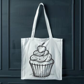 A digital illustration of a cupcake with frosting and decorations, suitable for use in various graphic design projects.