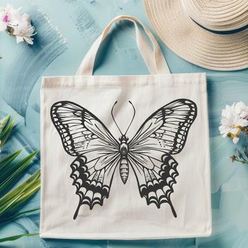 A colorful butterfly with transparent wings, suitable for gardening designs or digital art projects.