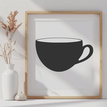 A simple illustration of a cup with a flat bottom and straight sides.