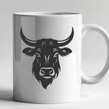 An illustration of a cow's head with detailed features and textures, suitable for vector design and cutting machine projects.
