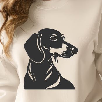 A small breed dog with a long body and short legs, suitable as vector art for design projects.