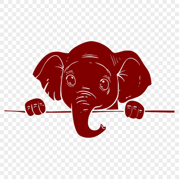A detailed illustration of a safari animal's head, featuring the distinctive features of an elephant.