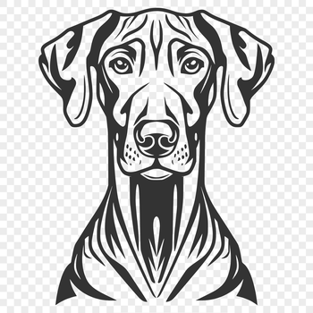 A detailed illustration of a Doberman Pinscher's head, suitable for vector design and cutting machine projects.