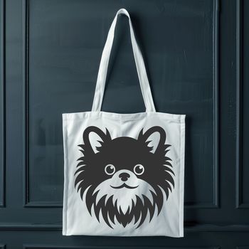 A detailed vector drawing of a small dog breed with a fluffy coat, suitable for graphic design projects.