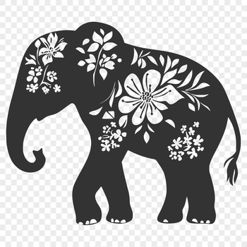 A detailed vector illustration of a realistic elephant in various poses for digital crafting and design projects.