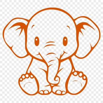 An isolated SVG design featuring a large mammal with a distinctive trunk and tusks.