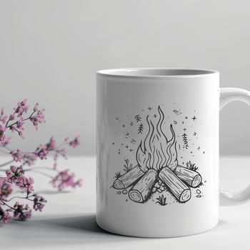 An illustration of a campfire with flames and embers, suitable for outdoor enthusiasts.