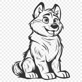 A vector art design featuring a Husky in a seated position.