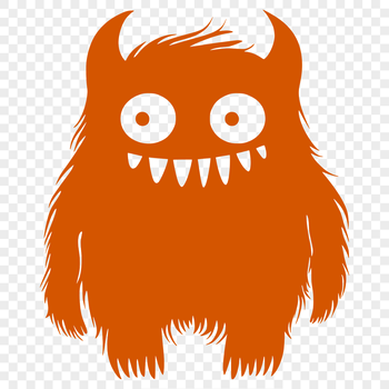 A colorful cartoon monster illustration featuring rounded edges and whimsical design elements.