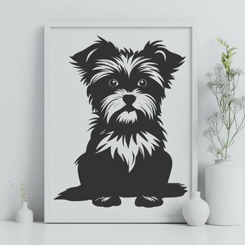 A vector graphic representation of a Morkie in a sitting position.