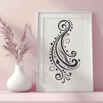 A detailed, ornate paisley pattern featuring intricate shapes and lines.
