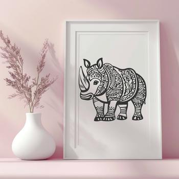 An illustration of a rhino in a natural habitat, suitable for vector graphics.