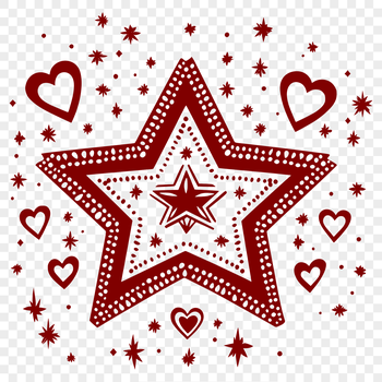 A star design featuring love hearts for a festive Christmas theme.