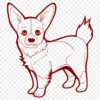 A full-body illustration of a standing Welsh Corgi breed dog as a vector graphic.