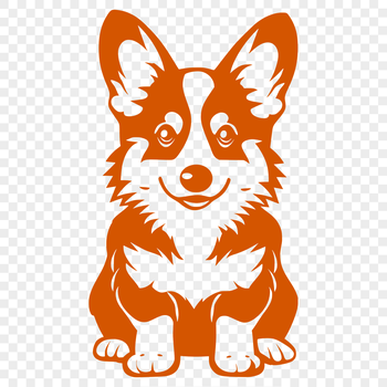 A full-body illustration of a seated Welsh Corgi dog breed, suitable for vector graphics.