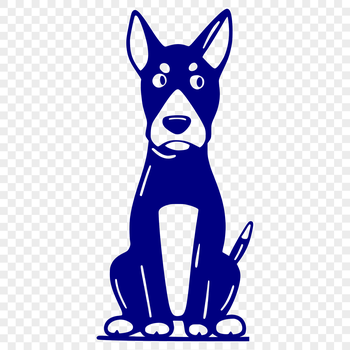 A full-body depiction of a Doberman Pinscher in a sitting position, suitable for vector design.