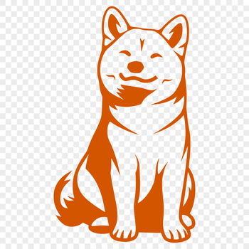 A full-body illustration of a Shiba Inu sitting in a relaxed pose, suitable for various design projects.